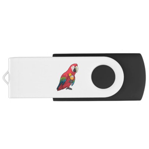 Parrot with Glass of Orange juice Flash Drive