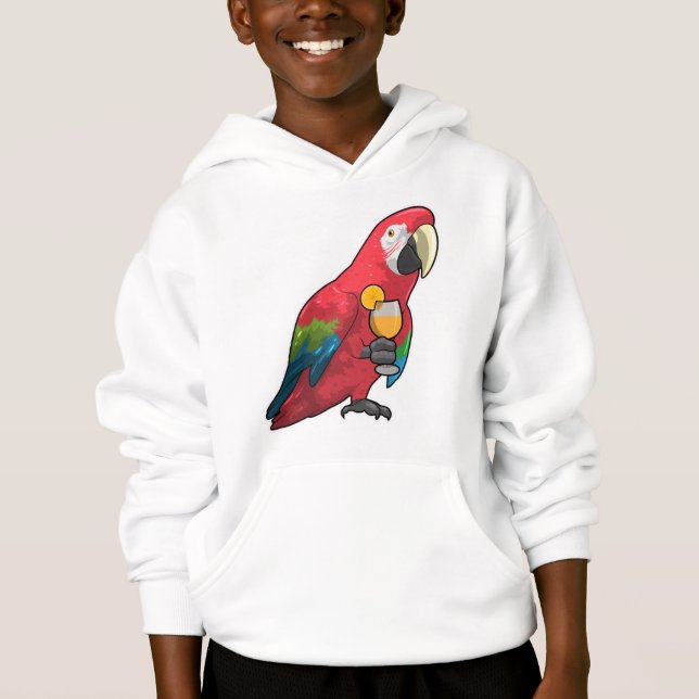 Parrot with Glass of Orange juice Hoodie (Front)