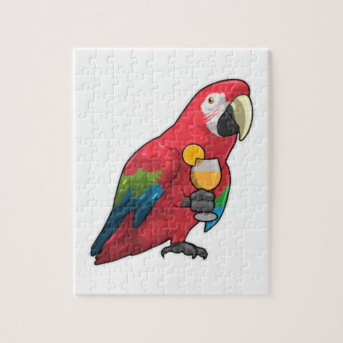 Parrot with Glass of Orange juice Jigsaw Puzzle