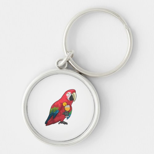 Parrot with Glass of Orange juice Keychain