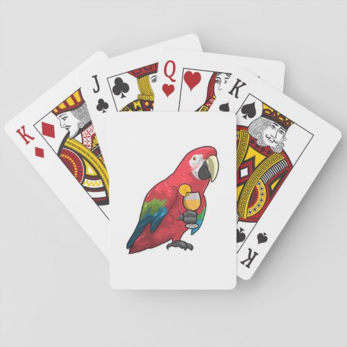 Parrot with Glass of Orange juice Playing Cards