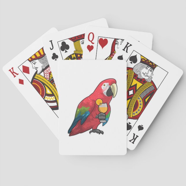 Parrot with Glass of Orange juice Poker Cards (Back)