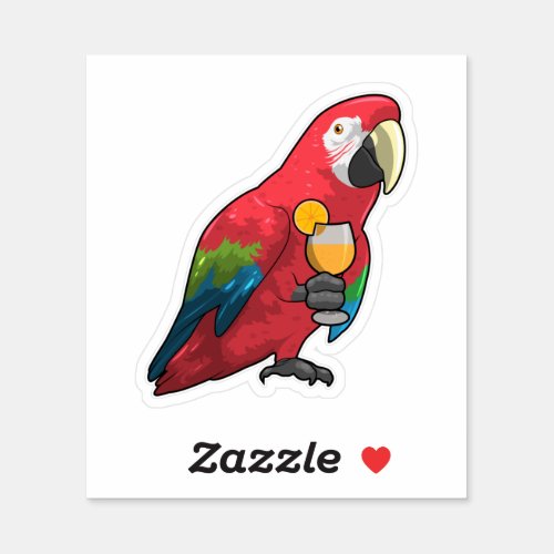 Parrot with Glass of Orange juice Sticker