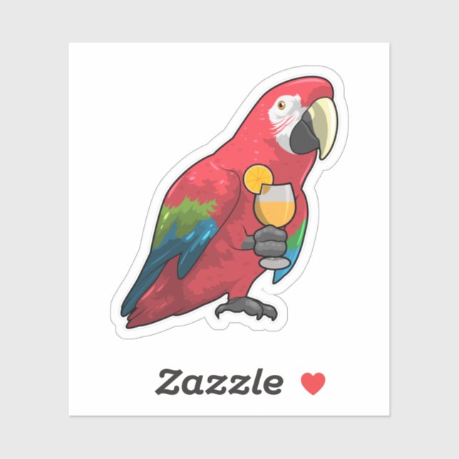 Parrot with Glass of Orange juice Sticker (Sheet)