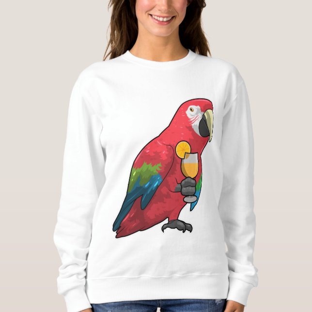 Parrot with Glass of Orange juice Sweatshirt (Front)