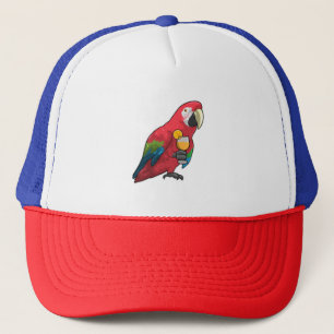 Parrot with Glass of Orange juice Trucker Hat