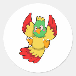 Parrot with green Head Classic Round Sticker
