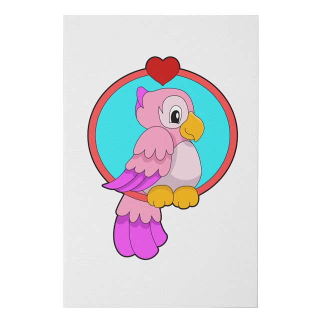 Parrot with Heart Faux Canvas Print (Front)
