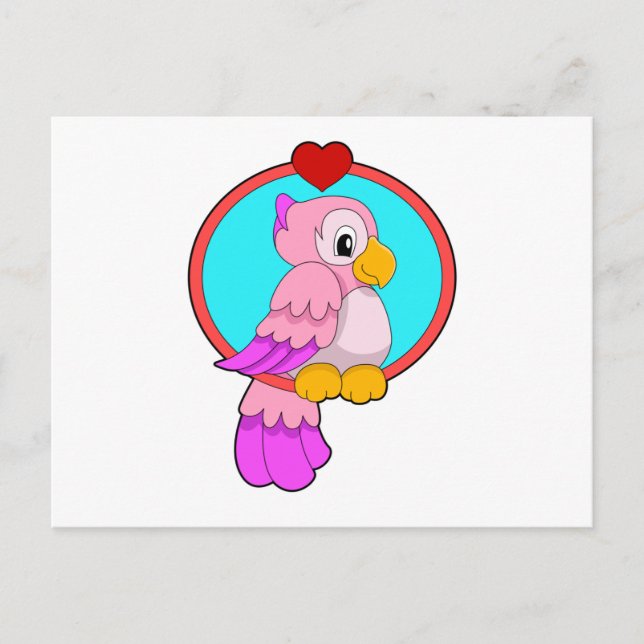 Parrot with Heart Postcard (Front)