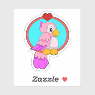 Parrot with Heart Sticker