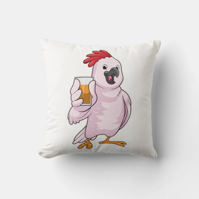Parrot with Juice Throw Pillow (Front)