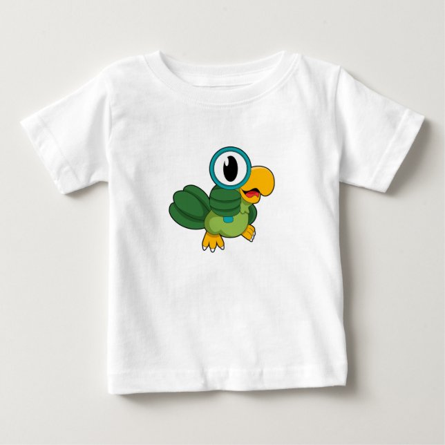 Parrot with Magnifying glass Baby T-Shirt (Front)