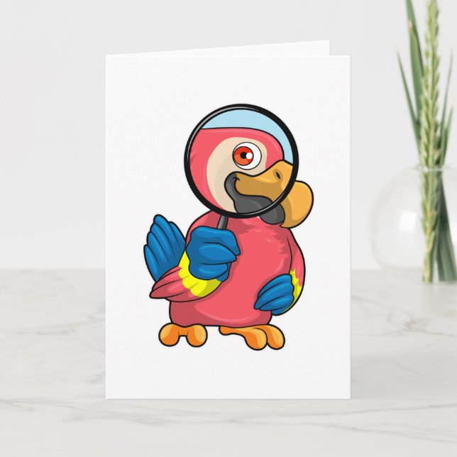 Parrot with Magnifying glass Card (Front)
