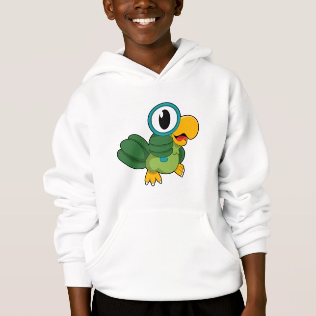 Parrot with Magnifying glass Hoodie (Front)