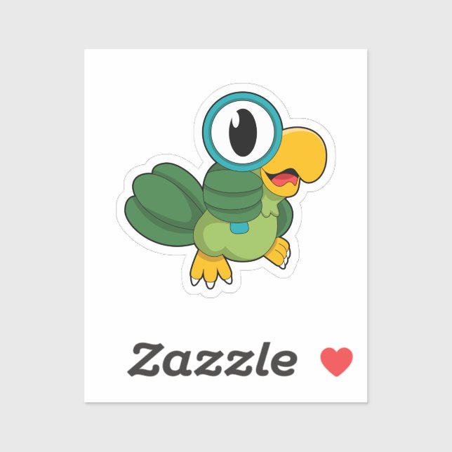 Parrot with Magnifying glass Sticker (Sheet)