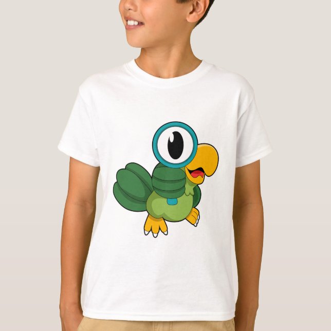 Parrot with Magnifying glass T-Shirt (Front)