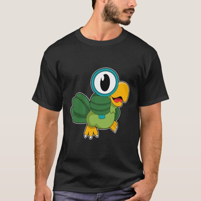 Parrot with Magnifying glass T-Shirt (Front)
