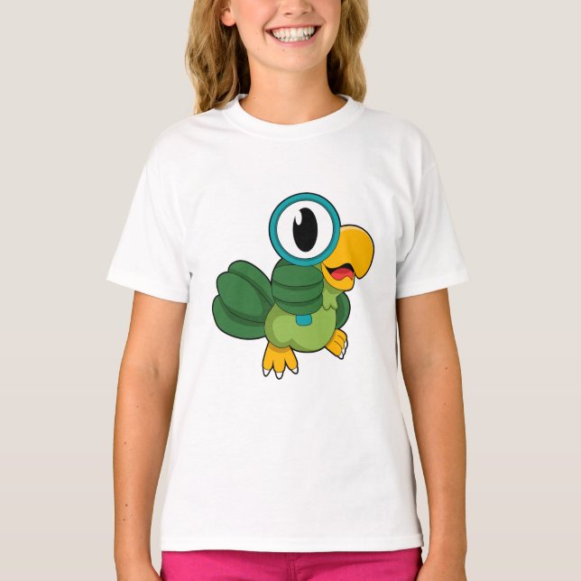 Parrot with Magnifying glass T-Shirt (Front)