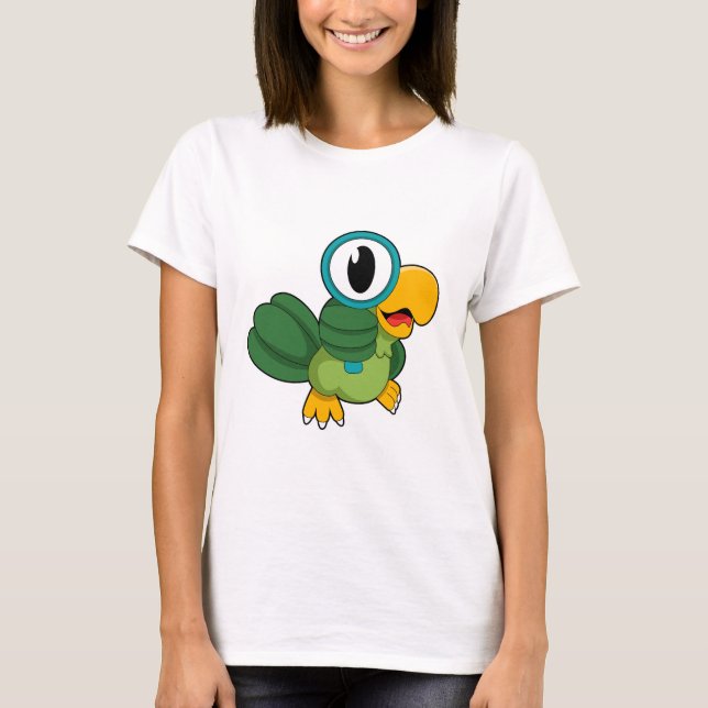 Parrot with Magnifying glass T-Shirt (Front)