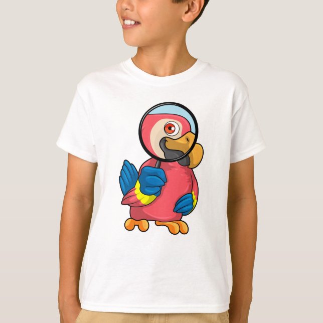 Parrot with Magnifying glass T-Shirt (Front)