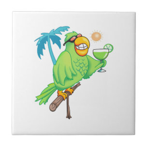PARROT WITH MARGARITA CERAMIC TILE