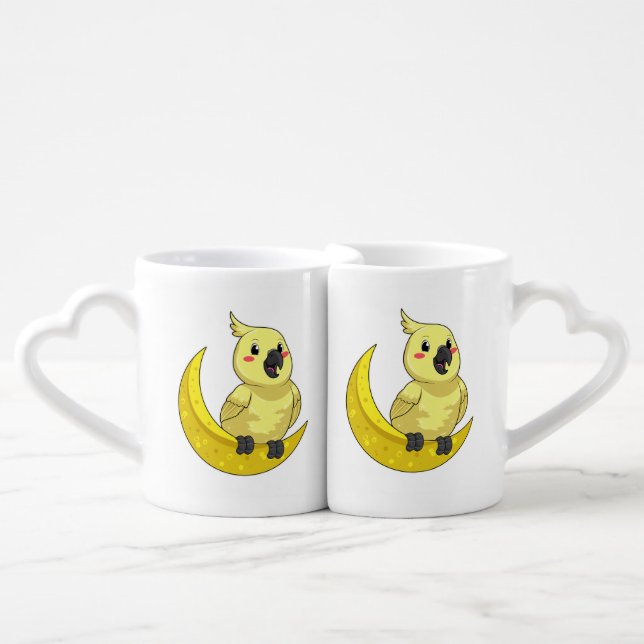 Parrot with Moon Coffee Mug Set (Front Nesting)