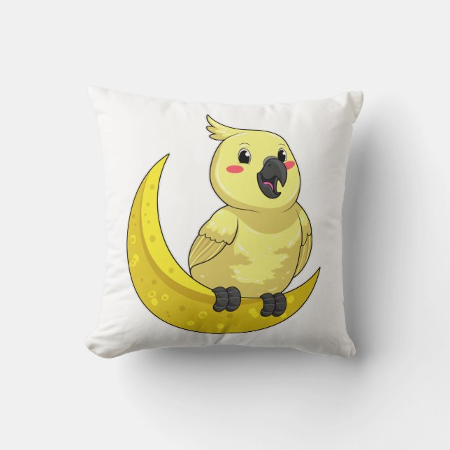 Parrot with Moon Throw Pillow (Front)