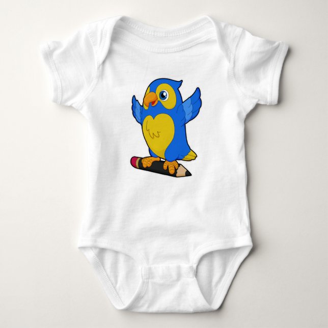 Parrot with Pencil Baby Bodysuit (Front)