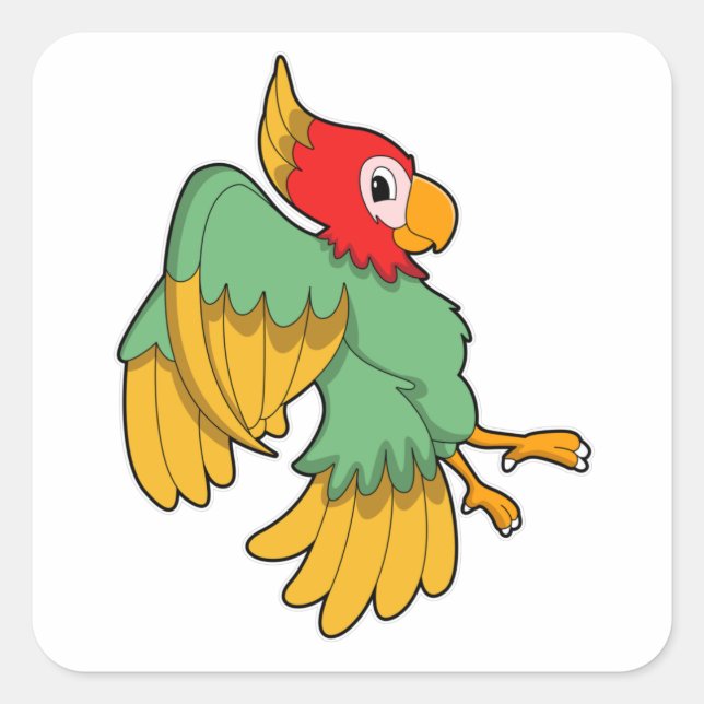 Parrot with red Head Square Sticker (Front)