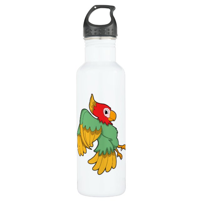 Parrot with red Head Stainless Steel Water Bottle (Front)