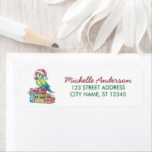  Parrot with Santa Hat Christmas Return Address    Label