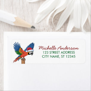  Parrot with Santa Hat Christmas Return Address    Label