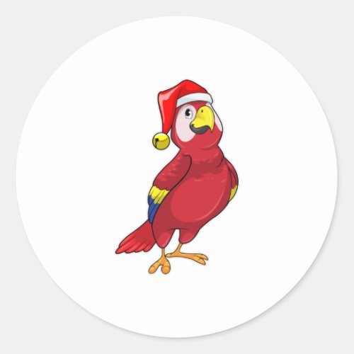 Parrot with Santa hat Classic Round Sticker