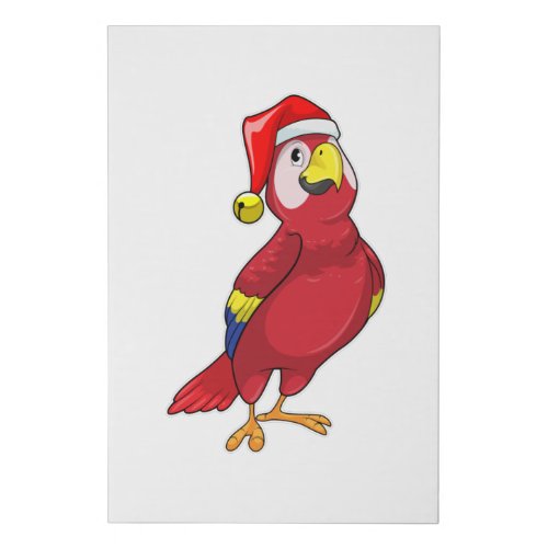 Parrot with Santa hat Faux Canvas Print