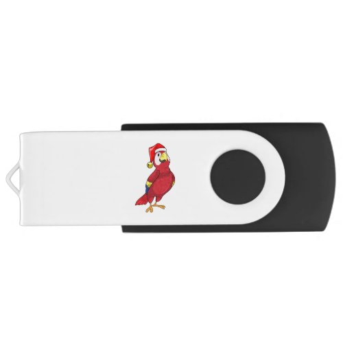 Parrot with Santa hat Flash Drive