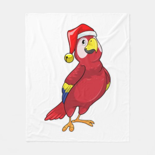 Parrot with Santa hat Fleece Blanket