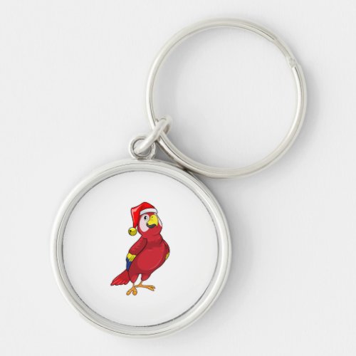 Parrot with Santa hat Keychain