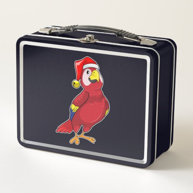 Parrot with Santa hat Metal Lunch Box (Front)