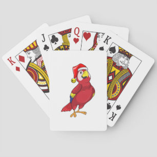 Parrot with Santa hat Poker Cards