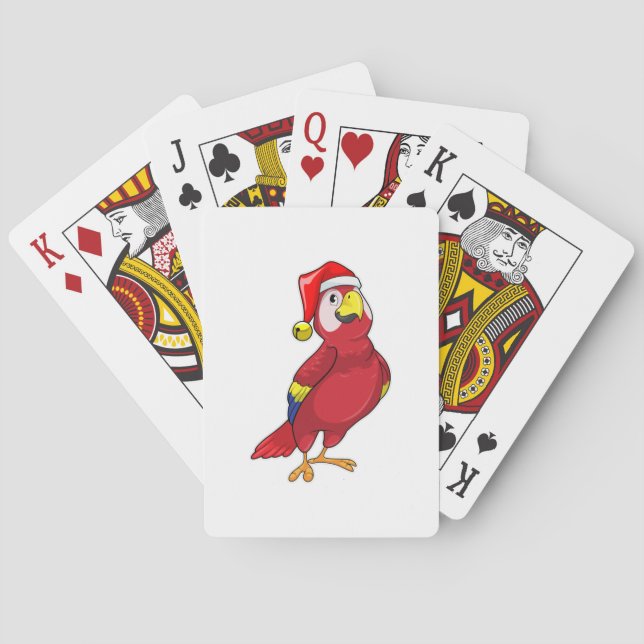 Parrot with Santa hat Poker Cards (Back)