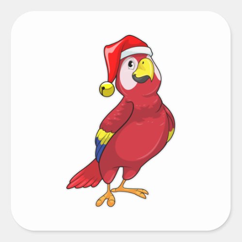 Parrot with Santa hat Square Sticker
