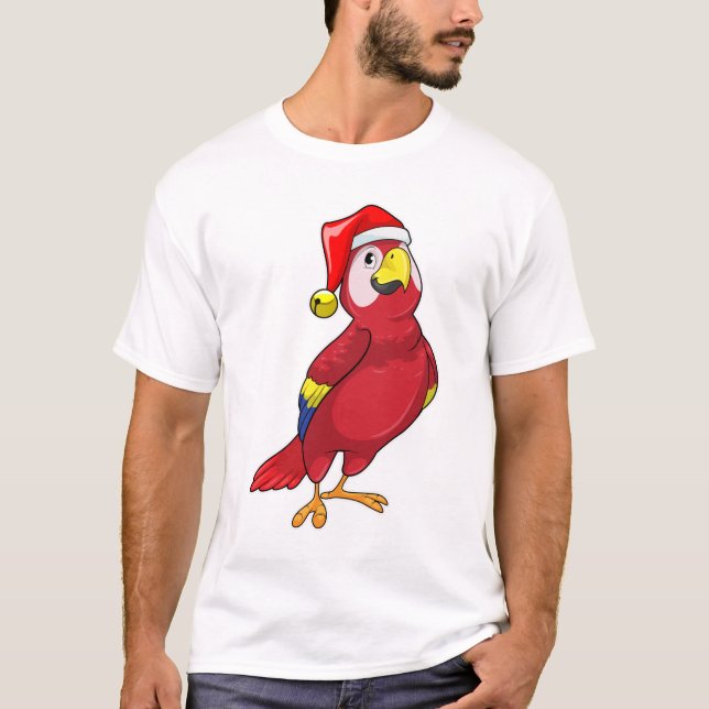 Parrot with Santa hat T-Shirt (Front)