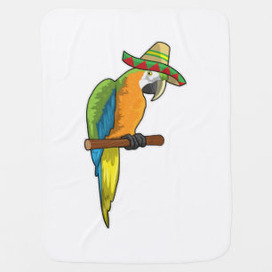 Parrot with Straw hat Baby Blanket