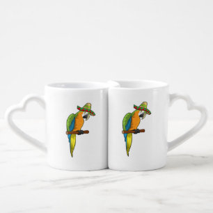 Parrot with Straw hat Coffee Mug Set