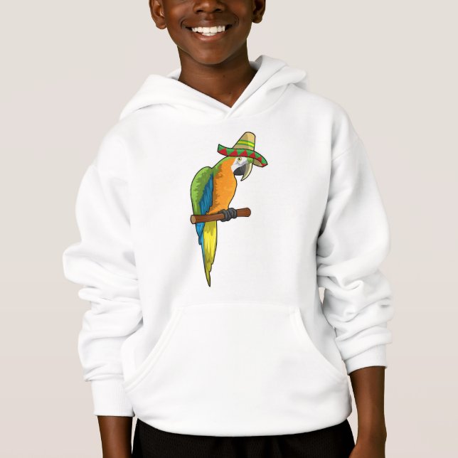 Parrot with Straw hat Hoodie (Front)