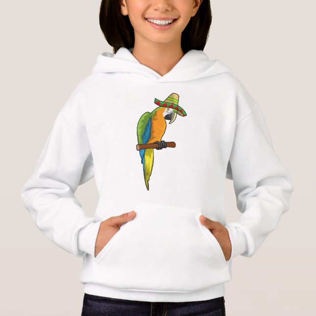Parrot with Straw hat Hoodie (Front)