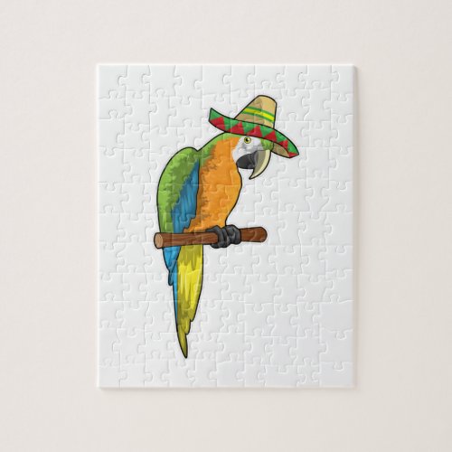 Parrot with Straw hat Jigsaw Puzzle
