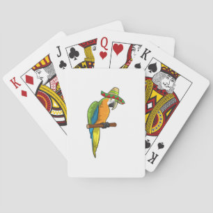 Parrot with Straw hat Poker Cards