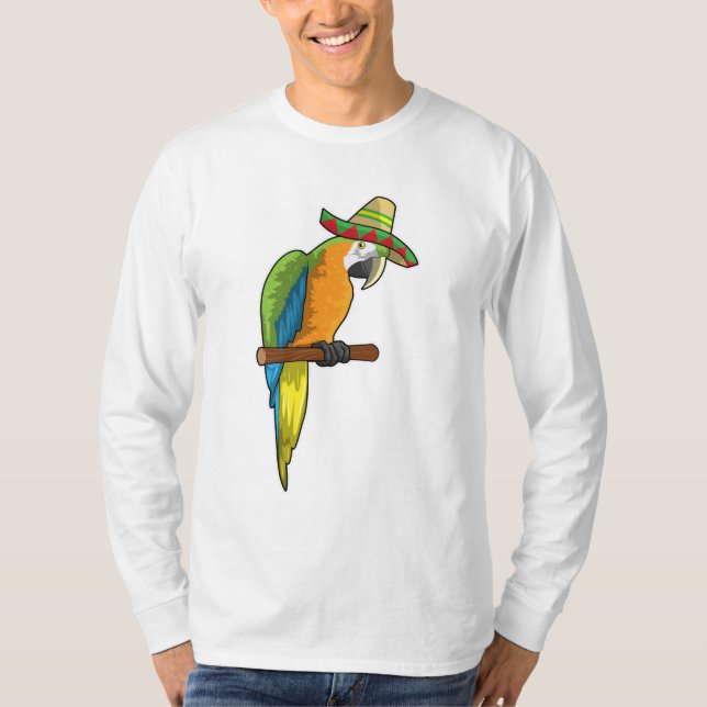 Parrot with Straw hat T-Shirt (Front)