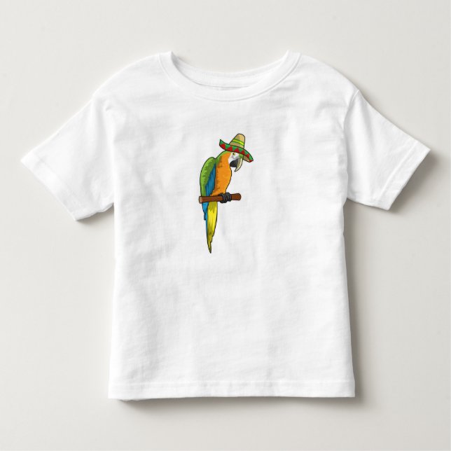Parrot with Straw hat Toddler T-shirt (Front)